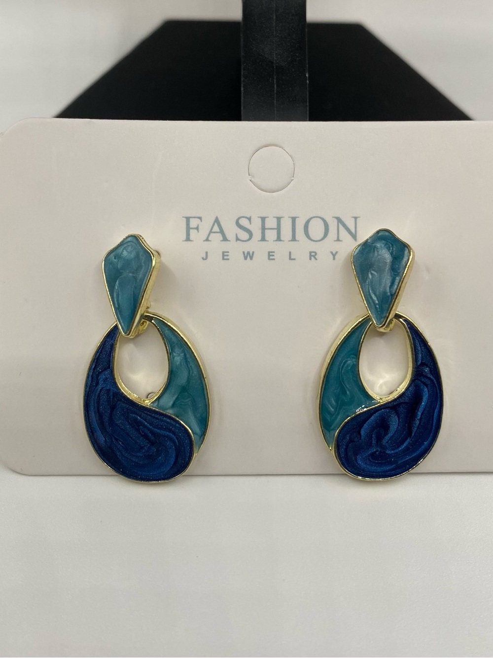 Fashion Jewelry Blue and Teal Swirl Drop Earrings